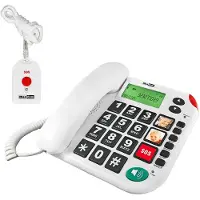 Maxcom KXT481 SOS, Analoges Telefon, Kabelgebundenes Mobilteil, Freisprecheinrichtung, Anrufer-Identifikation, Weiß