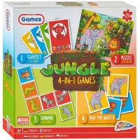 Grafix Spieleset 4in1 Dschungel - Kartenspiele und Puzzle für Kinder