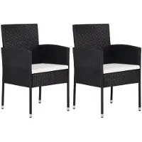 vidaXL Gartenstühle mit Kissen in Cremeweiß 2 Stk. Schwarz Polyrattan