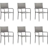 vidaXL Garten-Essstühle 6 Stk. Stapelbar Grau Polyrattan