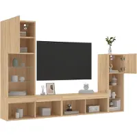vidaXL 4-tlg. Wohnwand mit LED-Beleuchtung Sonoma-Eiche Holzwerkstoff