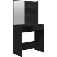 vidaXL Schminktisch mit Spiegel Schwarz 74,5x40x141 cm