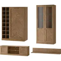 Szynaka Meble Wohnzimmer-Set Wohnwand Cozy 4-teilig Eiche Rustikal teilmassiv