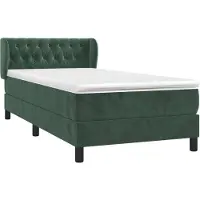 vidaXL Boxspringbett mit Matratze Dunkelgrün 100x200 cm Samt