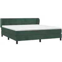 vidaXL Boxspringbett mit Matratze Dunkelgrün 180x200 cm Samt