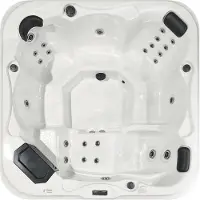 Beliani Outdoor Spa Weiß 28 Jetstream Düsen aus Sanitäracryl Jacuzzi Freistehend Groß Quadratisch 210 x 210 cm Modernes Design