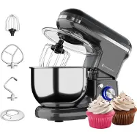Kitchenbrothers Küchenmaschine - 1200W - Küchenroboter - 5L - Mixer mit Rührschüssel - Küchenmixer - Anthrazit