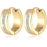 Elli Ohrringe Basic Creolen Creole Zirkonia Kristalle 925 Silber Elli Gold
