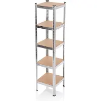 Easymaxx Schwerlastregal mit 5 belastbaren Holzböden 40x40x180cm silber/holzfarben
