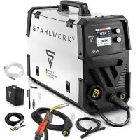 Stahlwerk Schweißgerät MIG/MAG 200 Doppelpuls Pro - mit 200 A, Puls- & Doppelpuls-Funktion, MMA-fähig (E-Hand), inkl. MIG/MAG-Schweißbrenner AK25/MB25