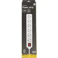Deltaco GT-124, 1,5 m, 6 AC-Ausgänge, Kunststoff, Weiß, 250 V, 50 - 60 Hz
