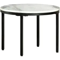 vidaXL Couchtisch Weiß und Schwarz Ø50 cm Echter Marmor