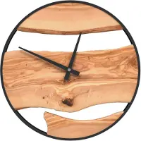 vidaXL Wanduhr Braun Ø35 cm Eisen und Olivenholz