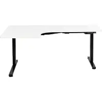 Beliani Schreibtisch Links Weiß u. Schwarz Melamin L-Form 160x59 cm mit Metallgestell Elektrisch Höhenverstellbar Büro Steh-Sitz-Tisch Stehtisch