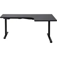 Beliani Schreibtisch Rechts Schwarz Melamin L-Form 160x59 cm mit Metallgestell Elektrisch Höhenverstellbar Büro Steh-Sitz-Tisch Stehtisch
