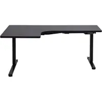 Beliani Schreibtisch Links Schwarz Melamin L-Form 160x59 cm mit Metallgestell Elektrisch Höhenverstellbar Büro Steh-Sitz-Tisch Stehtisch