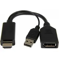 Gembird A-HDMIM-DPF-01, 0,1 m, HDMI Typ A (Standard), DisplayPort + USB Type-A, Männlich, Weiblich, Gerade