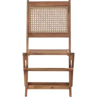 Beliani Gartenstuhl 2er Set Dunkelbraun Akazienholz Klappbar Wiener-Geflecht ohne Armlehnen Rustikal Terrasse Balkon Out- & Indoor Holzstuhl Klappstuhl