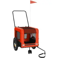vidaXL Fahrradanhänger Hunde Orange und Schwarz Oxford-Gewebe & Eisen