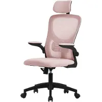 ML-Design Bürostuhl ergonomisch, Rosa, aus Mesh, mit verstellbarer Kopfstütze