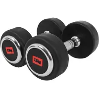 Gorilla Sports Kurzhanteln - 2er Set, 15 kg (2x7,5 kg), aus Gusseisen, Gummiert, Griff gerändelt, rutschfest - Rundhanteln, Kurzhantelset, Hantel Set, Gewichte, Dumbbells