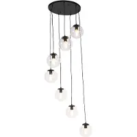 QAZQA Smarte Pendelleuchte schwarz 7-flammig inkl. WiFi ST64 - Pallon
