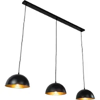 QAZQA Smarte Hängelampe Schwarz mit Gold 3-flammig inkl. Wifi A60 - Magnax