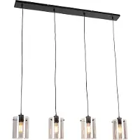 QAZQA Smarte Hängelampe schwarz mit Rauchglas inkl. 4 Wifi ST64 - Dome