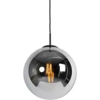 QAZQA Smarte Hängelampe Schwarz mit Rauchglas 30 cm inkl Wifi ST64 Pallon