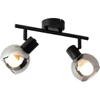 QAZQA Smarte Deckenleuchte schwarz mit Rauchglas inkl. 2 WiFi P45 - Vidro