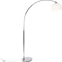 QAZQA Smarte Bogenlampe Chrom mit weißem Schirm inkl. Wifi A60 - Arc Basic
