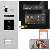 Balter EVO HD Silber RFID/Fingerprint 2x7" WiFi Schwarz Video Türsprechanlage Set 2 Familienhaus