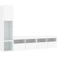 vidaXL 4-tlg. Wohnwand mit LED-Beleuchtung Weiß Holzwerkstoff