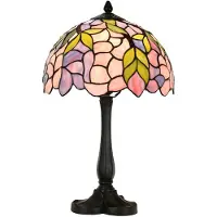 Clayre & Eef Tiffany Tischlampe Ø 30x50 cm Rosa Glas