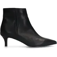 Manfield Schwarze Lederstiefeletten mit Absatz | Größe 37