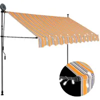 vidaXL Einziehbare Markise Handbetrieben mit LED 300 cm Gelb und Blau