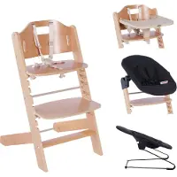 Novi at Home 1-2 Grow Kinderstuhl – Ab Geburt bis 60 kg – Verstellbar – Newborn-Sitz & Essbrett – Natural/Black Melange