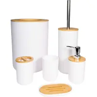 Intirilife Badezimmer Zubehör Set inkl. Zahnputzbecher Seifenschale Seifenspender Toilettenbürste