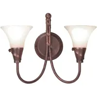 Elstead Lighting Emily Zeitgenössische Wandleuchte Stahl Kupfer Patiniertes Glas 2 Lichter E14