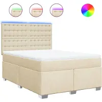 vidaXL Boxspringbett mit Matratze Creme 140x200 cm Stoff