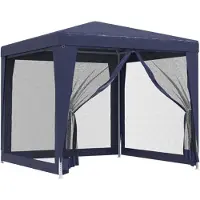 The Living Store Partyzelt mit 4 Mesh-Seitenwänden Blau 2,5x2,5 m HDPE
