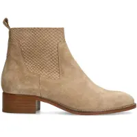 Manfield Beigefarbene Veloursleder-Stiefeletten | Größe 38