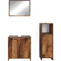 Vicco Badmöbel-Set Kiko Eiche rustikal 3 Teile, mit Midischrank, Model 40108