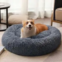 OEM Runder Hundebett, wollig, 70cm, Donut-Sofa für Hunde & Katzen