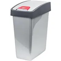 Famanu Abfallbehälter mit Klappdeckel und Soft-Touch, 10 l, Lichtsilber