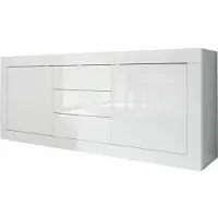 CALICOSY Weiße Hochglanz-Kommode Tribus Wh Basic mit 2 Türen und 3 Schubladen