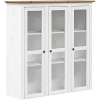 vidaXL Vitrinenschrank mit Glastüren BODO Weiß und Braun Kiefernholz