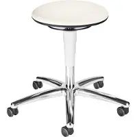 BIMOS Praxishocker , mit Rollen, für Labore & hygienekritische Bereiche, höhenverstellbar, B 400 x T 400 x H 460-630 mm, Kunstleder, weiß