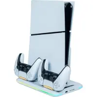 BigBen Interactive Charging Station with Fan RGB/USB Hub/Fan, White PS5 Slim