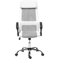 Beliani Bürostuhl Weiß und Silber Kunstleder Höhenverstellbar mit Armlehnen Fußkreuz Drehbar Modern Büroraum Arbeitszimmer Home-Office Ausstattung